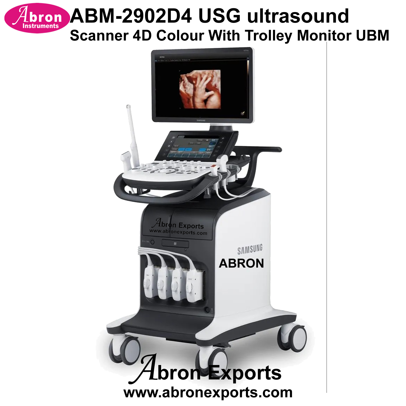 USG ultrasound scanner 3D or 4D Colour with trolley monitor scan -HLhs70a-samsung Machine USG Hospital Medical Abron ABM-2902D3 